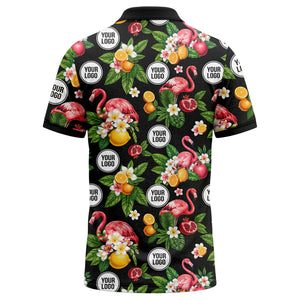 flamingo & lemon watercolor print polo shirt for men
