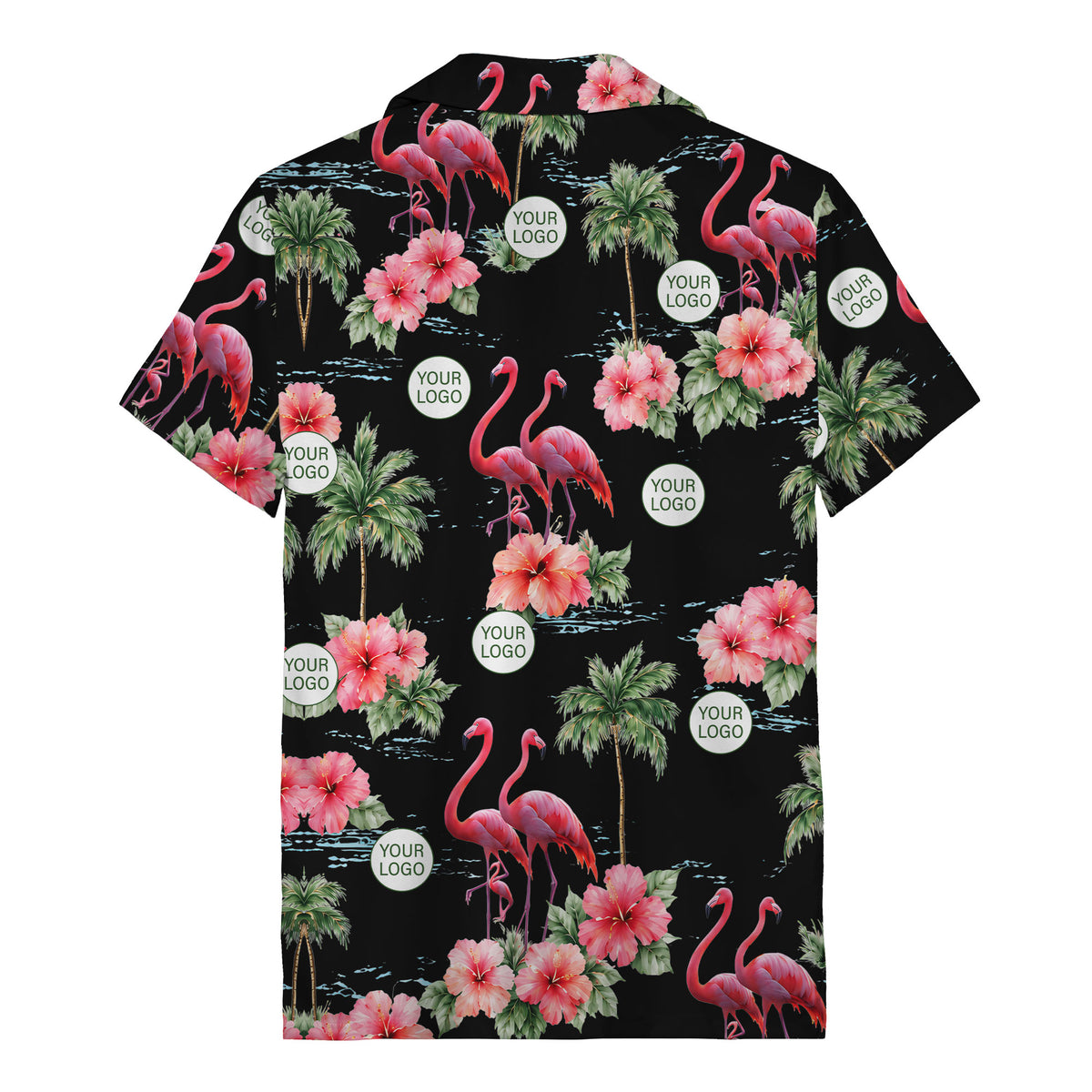 flamingo silhouettes palm trees hibiscus hawaiian shirt for men