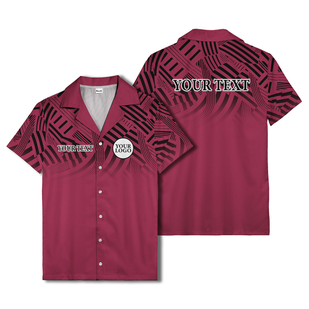 geometric waves & stripes abstract hawaiian shirt for men
