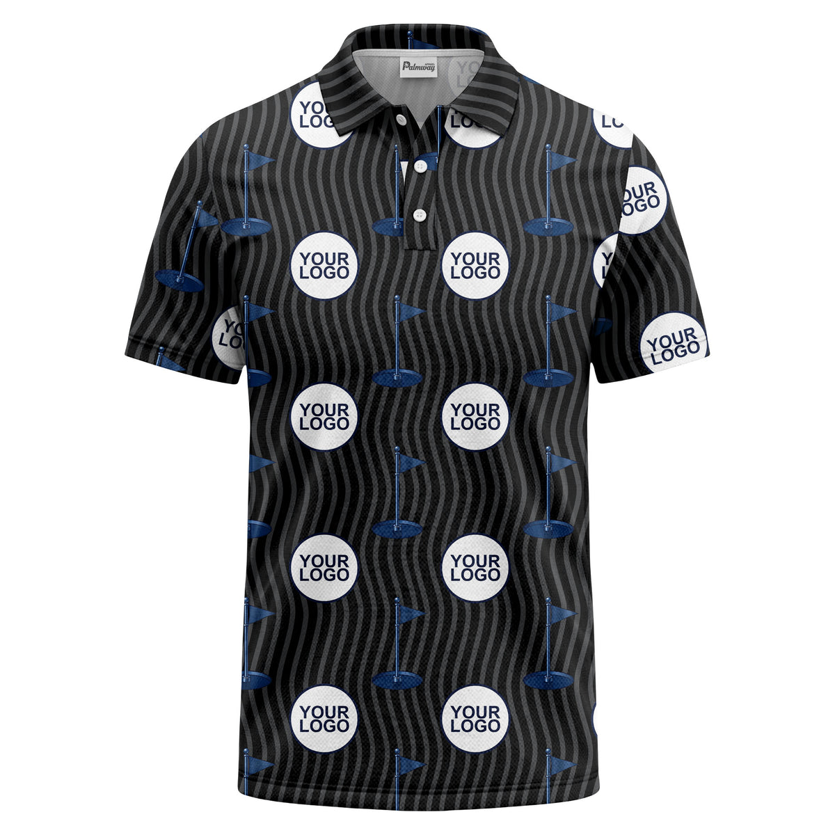golf flag logo repeat pattern country club golf polo shirt