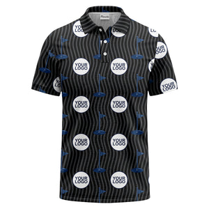 golf flag logo repeat pattern country club golf polo shirt