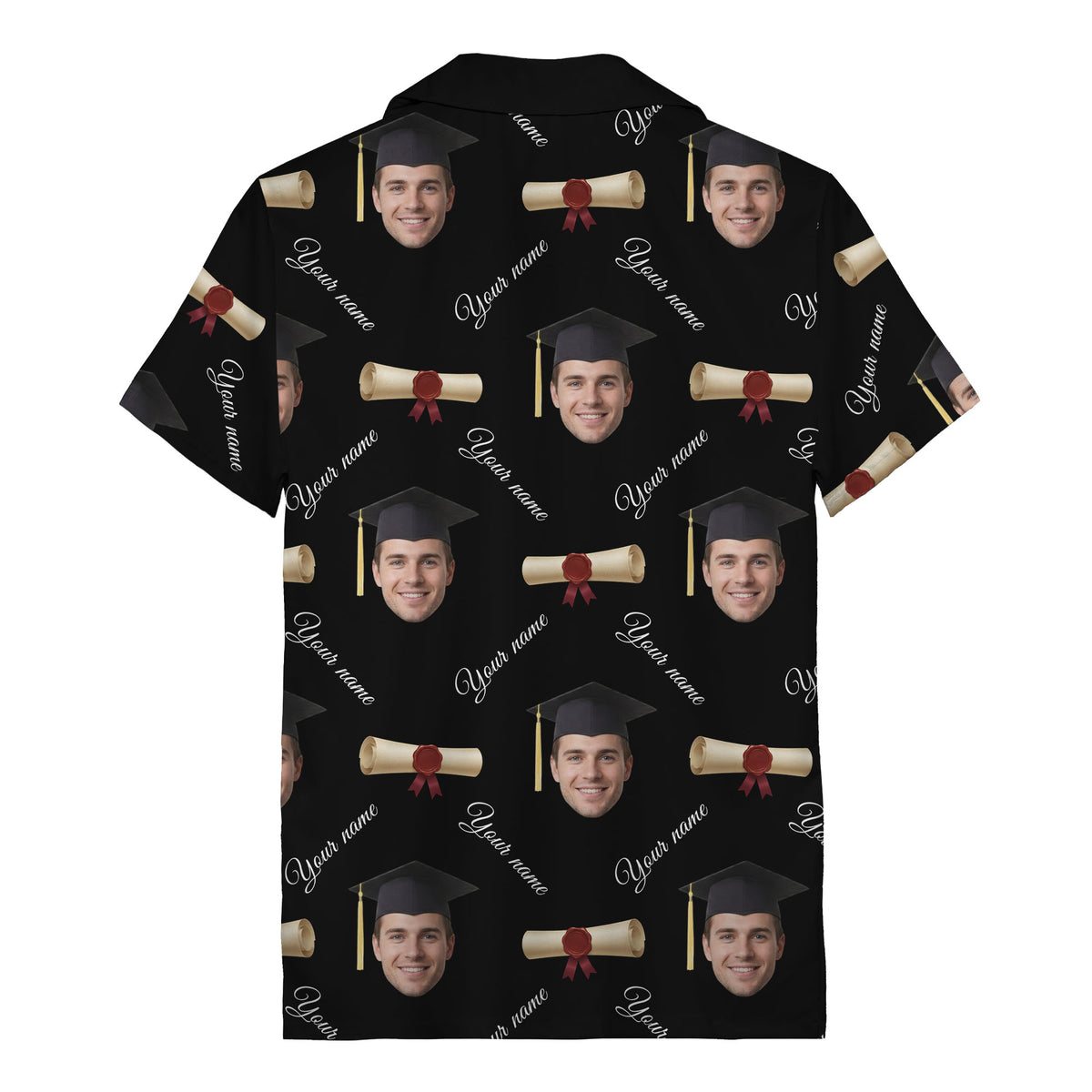 graduation caps diplomas & custom faces hawaiian shirt