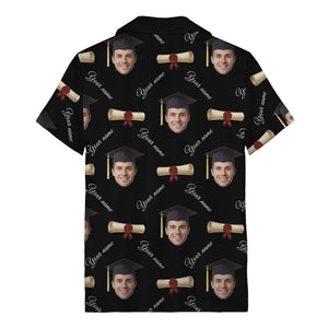 graduation caps diplomas & custom faces hawaiian shirt
