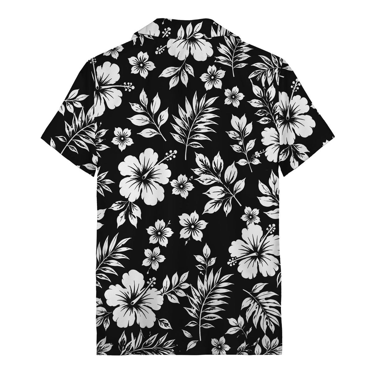 graphic white hibiscus & leaf family tribute hawaiian shirt