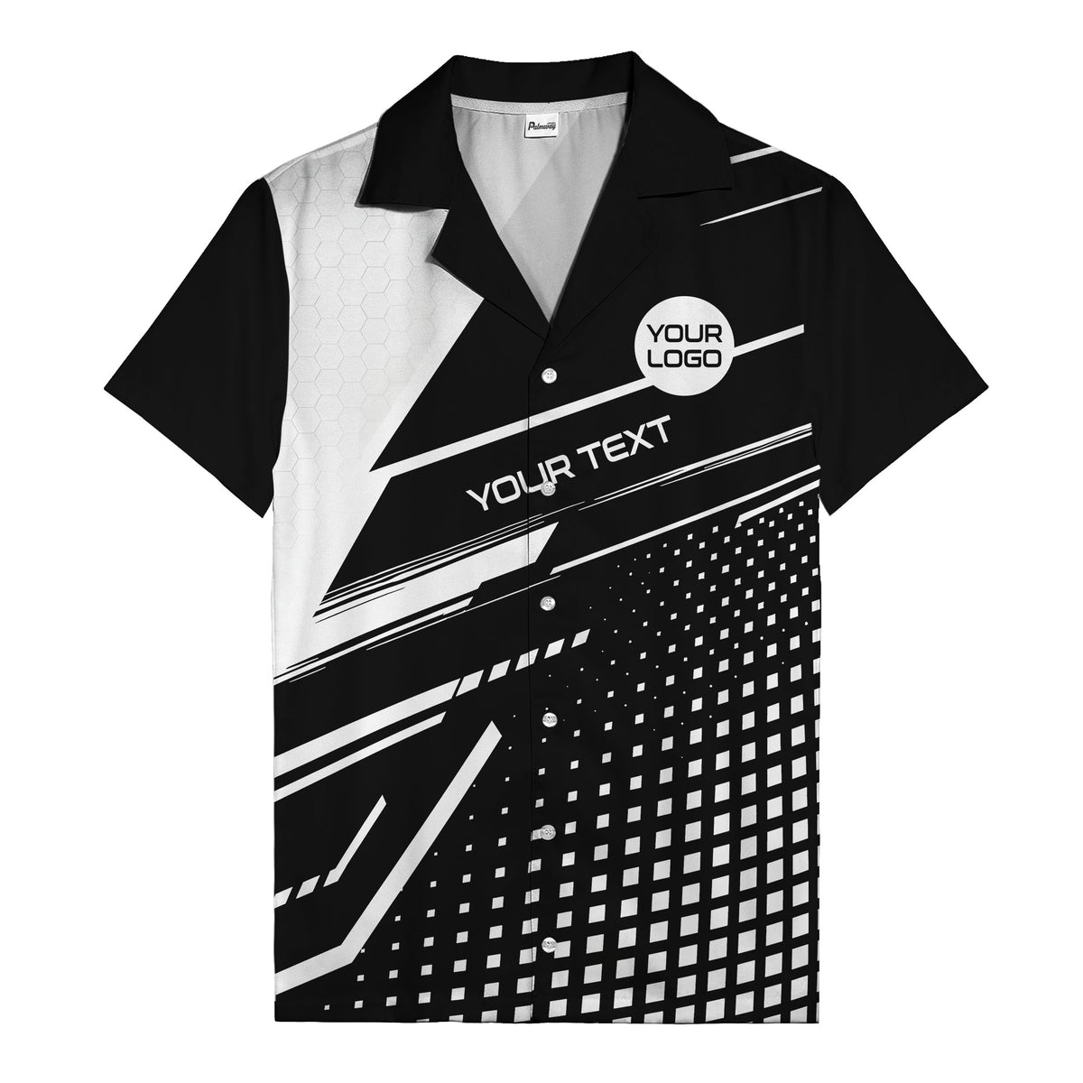 hexagon grid diagonal stripe geometric hawaiian shirt for men