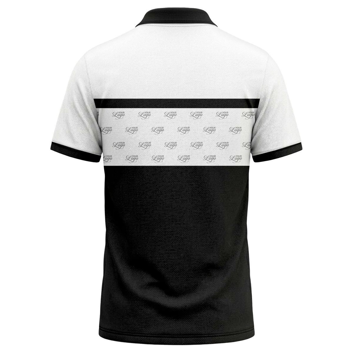 monochrome custom logo repeat stripe polo shirt for men