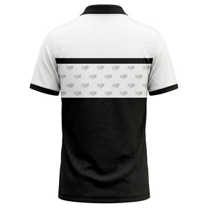 monochrome custom logo repeat stripe polo shirt for men