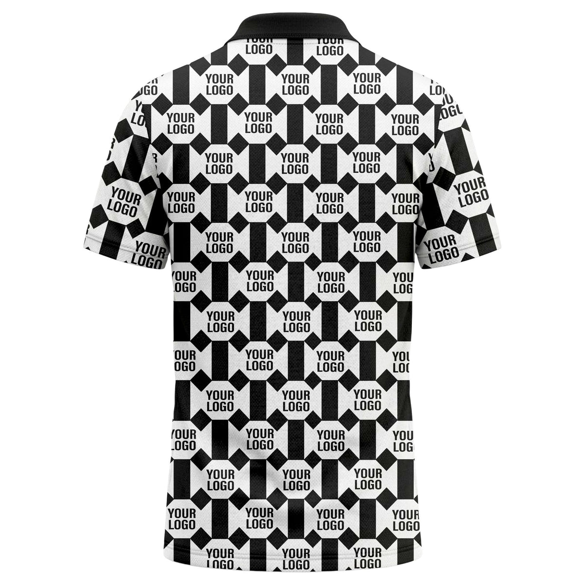 monochrome hexagon repeat custom logo geometric polo shirt for men
