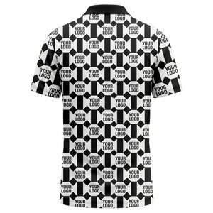 monochrome hexagon repeat custom logo geometric polo shirt for men