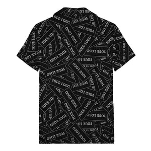 monochrome your logo repeat text graphic hawaiian shirt for men