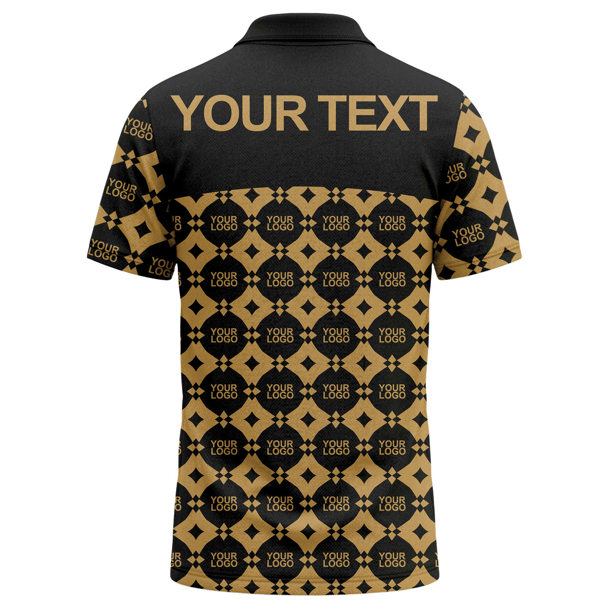 monogrammed gold black diamond repeat luxury polo shirt