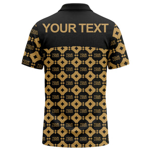 monogrammed gold black diamond repeat luxury polo shirt
