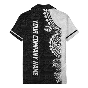 polynesian tribal tattoo motifs black white custom logo hawaiian shirt