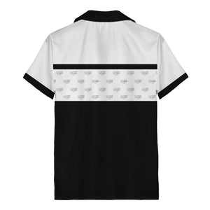retro bowling custom logo repeat hawaiian shirt for men