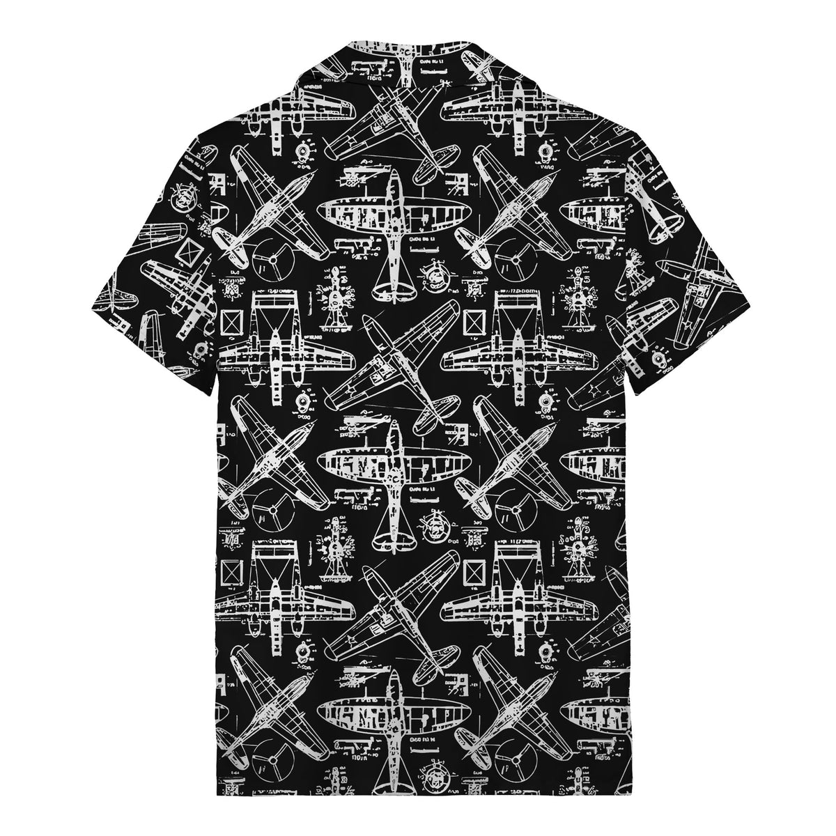 vintage airplane blueprint sketches propeller engine hawaiian shirt