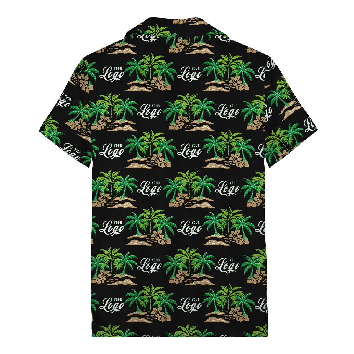 vintage palm tree oasis with monogrammed logo repeat hawaiian shirt
