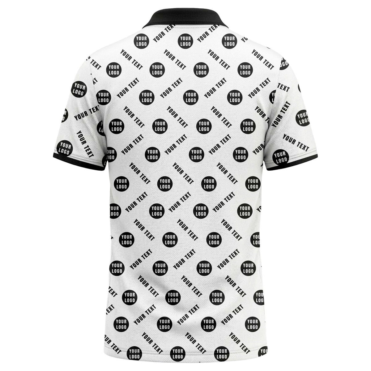 your name & logo repeat pattern all over print custom polo shirt