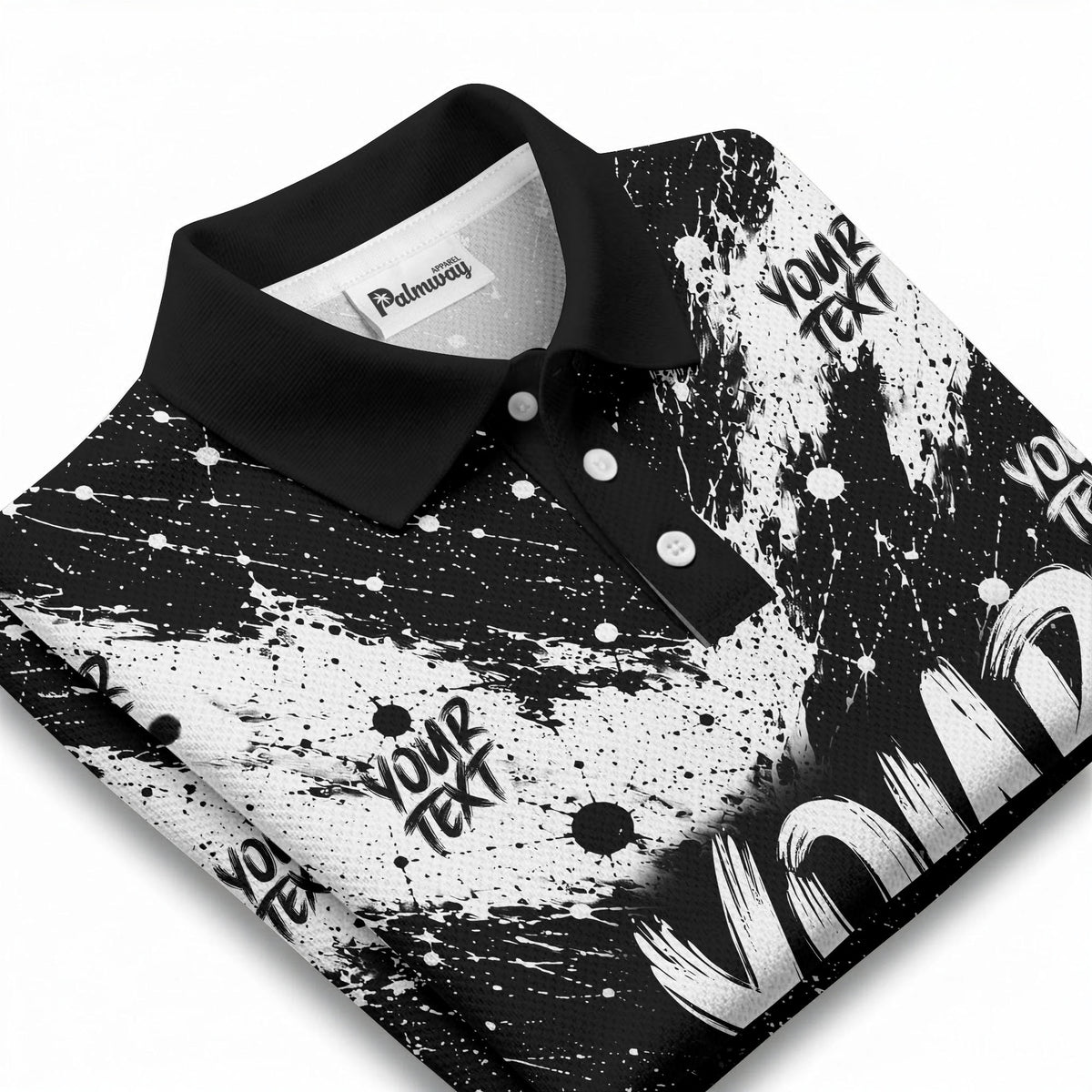 abstract splatter paint with customizable text artistic polo shirt