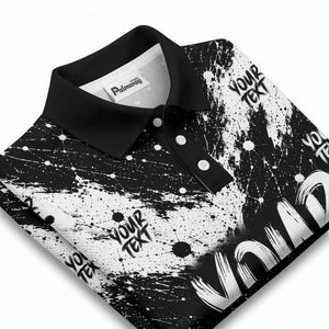 abstract splatter paint with customizable text artistic polo shirt