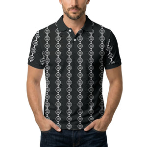 chain link customizable logos black white graphic polo shirt