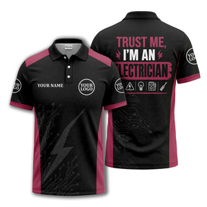 circuit board lightning bolt graphic modern tech polo shirt