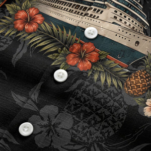 cruise ship surfboard pineapple palm hibiscus hawaiian shirt