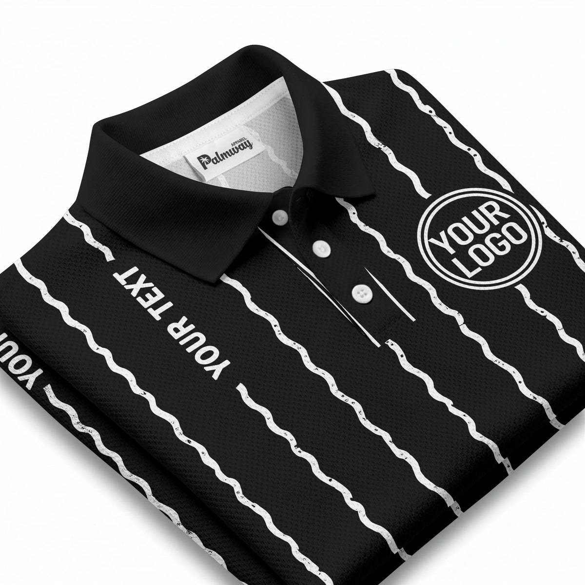 custom logo circle & wavy lines personalized polo shirt