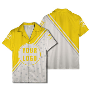 custom logo circles & diagonal stripes minimalist hawaiian shirt for men