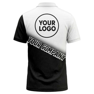 custom logo & name black white gradient corporate polo shirt