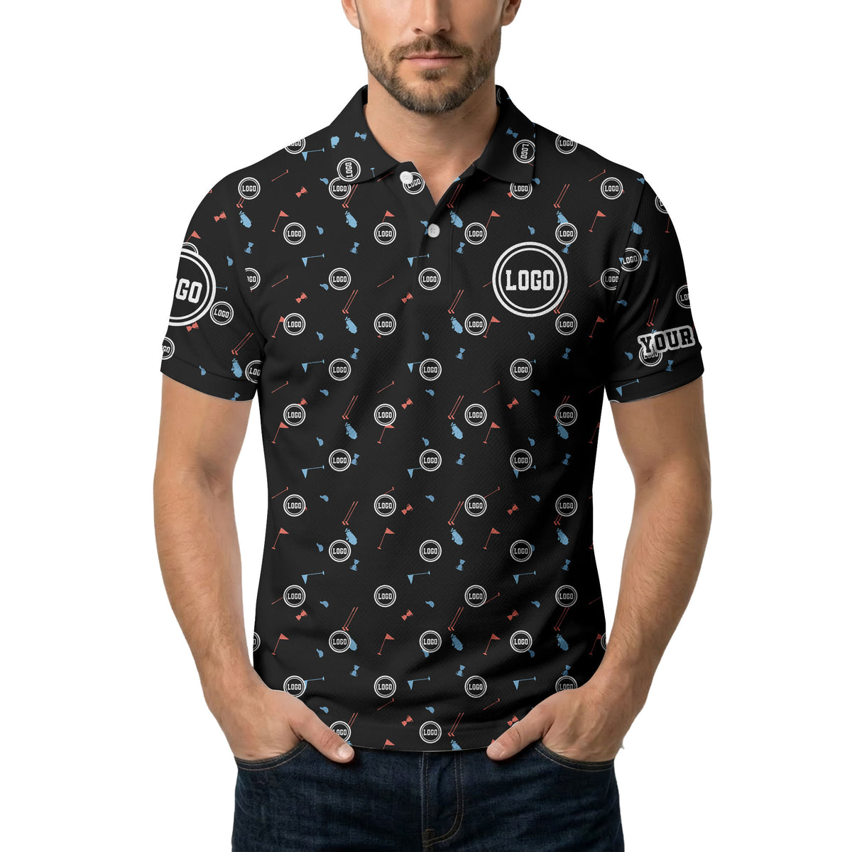 custom multi color golf sports custom logo polo shirt with team event tournament style hawaiian shirt