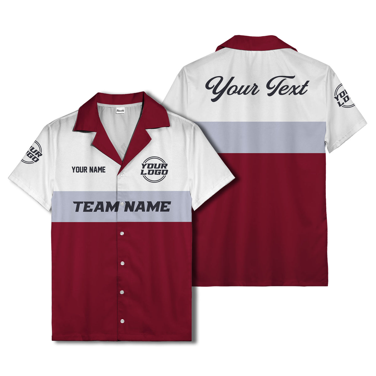 custom team logo & name bowling hawaiian shirt