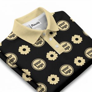 customizable daisy & monogram repeat pattern polo shirt