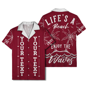 customizable text palm trees & stars graphic hawaiian shirt for men
