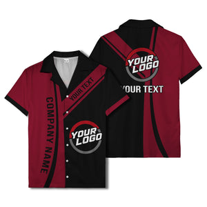 diagonal stripe custom logo company name hawaiian shirt for teams