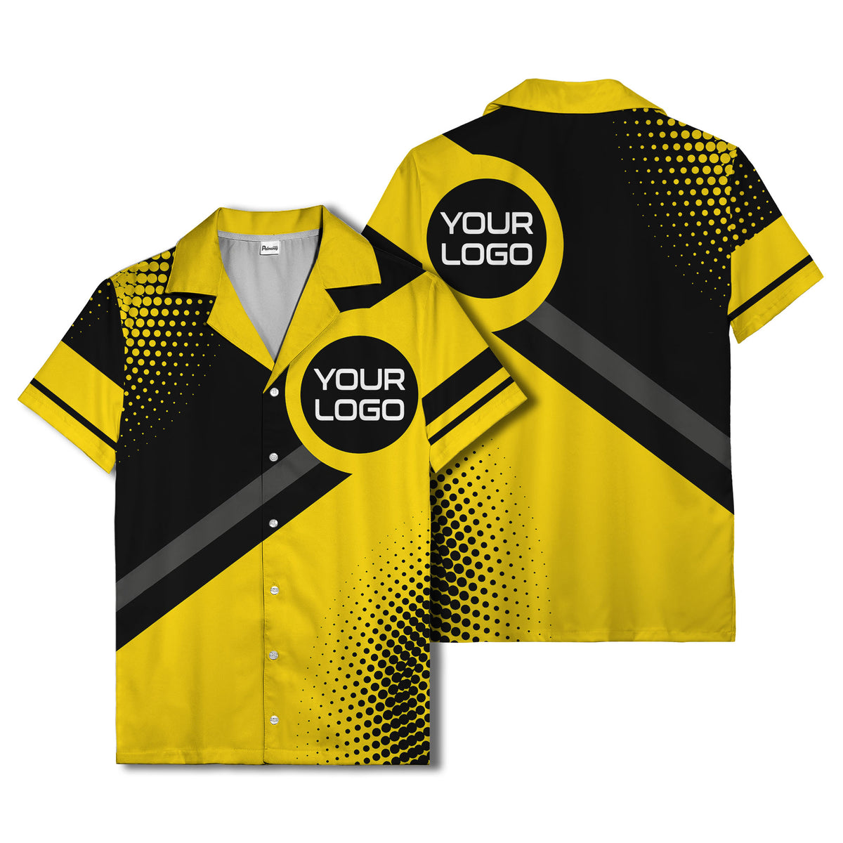 diagonal stripe logo modern hawaiian shirt
