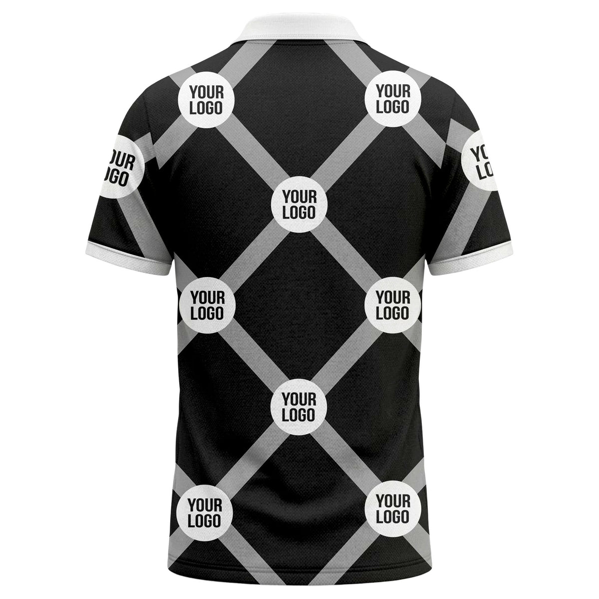 diagonal stripes & repeating custom logo polo shirt for men