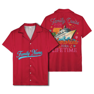 family name script & logo circle personalized hawaiian shirt