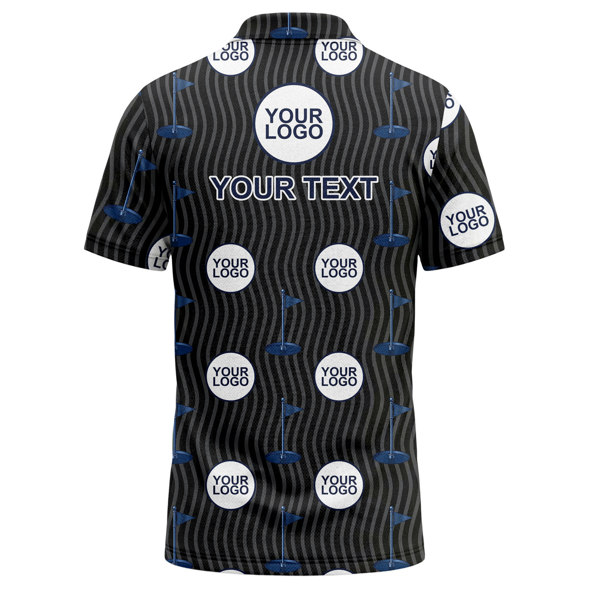 golf flag logo repeat pattern country club golf polo shirt