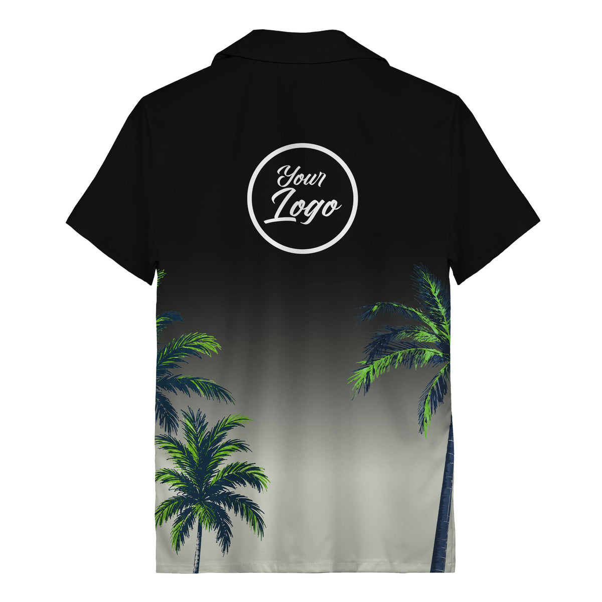 gradient palm tree silhouettes custom text hawaiian shirt for men