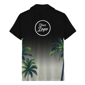 gradient palm tree silhouettes custom text hawaiian shirt for men