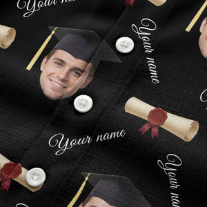 graduation caps diplomas & custom faces hawaiian shirt