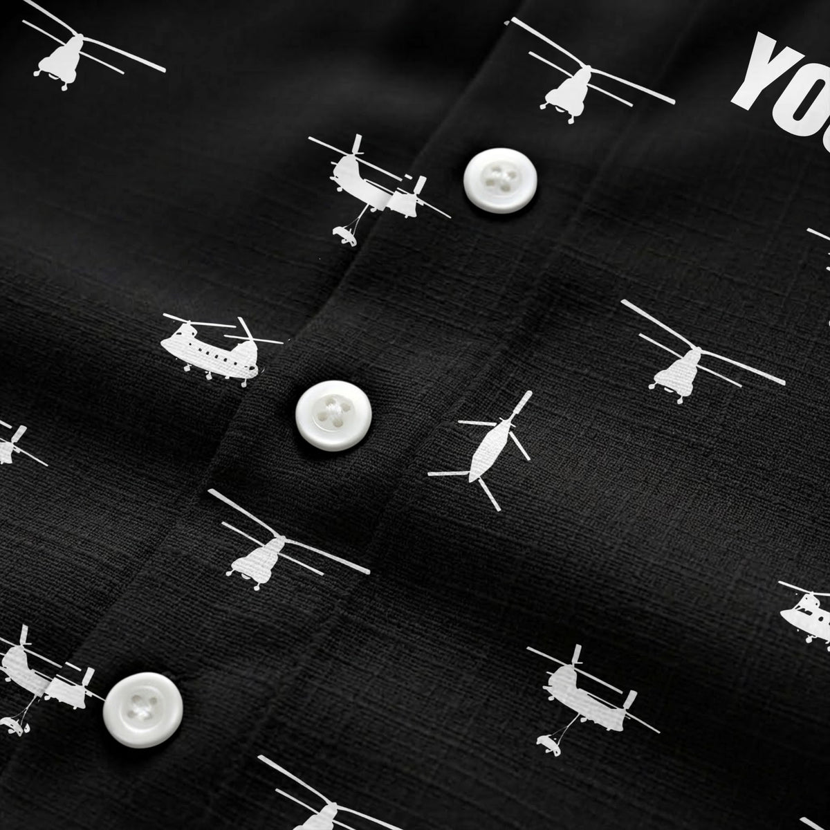 helicopter silhouette repeat military graphic hawaiian shirt for men