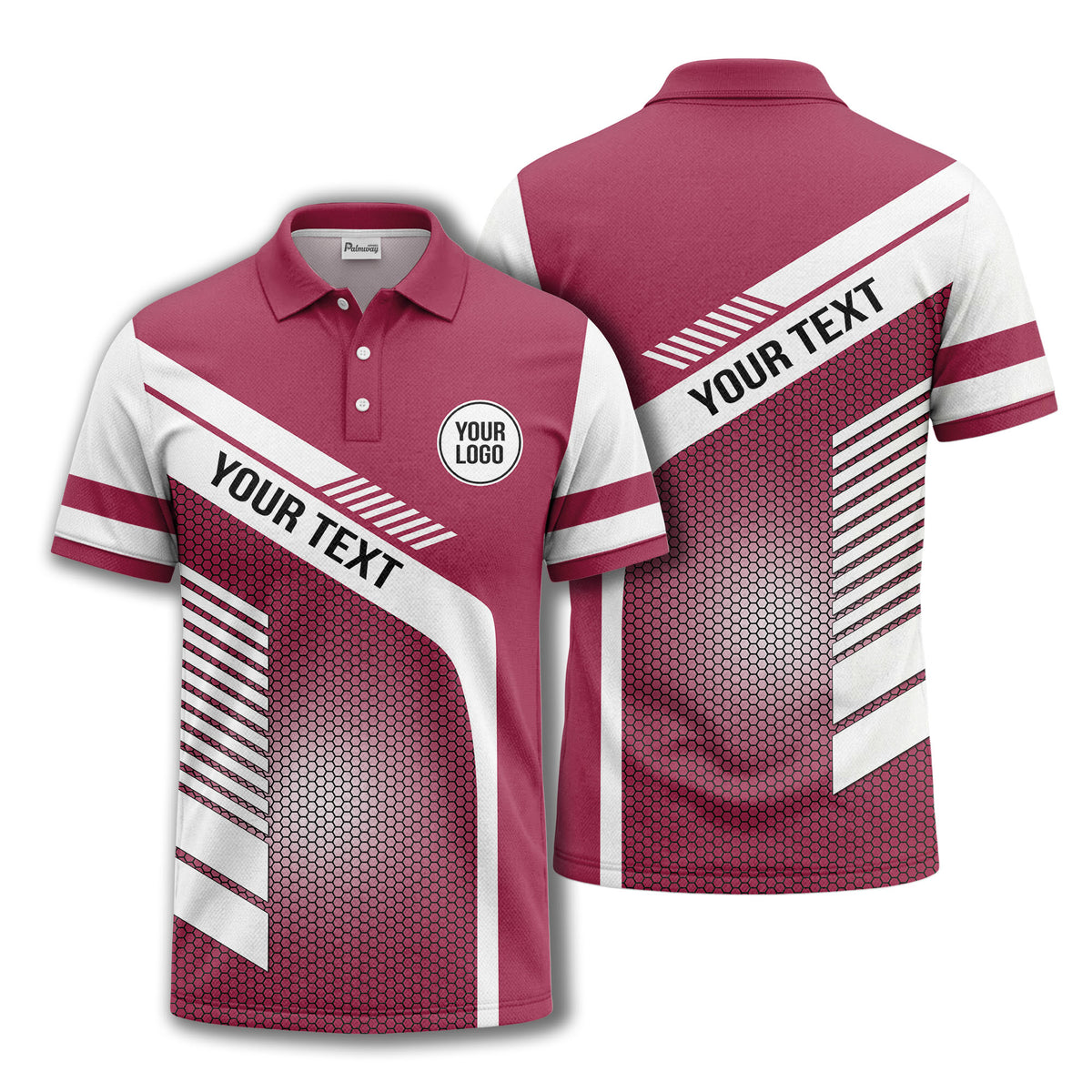 hexagon diagonal stripe geometric custom logo modern polo shirt