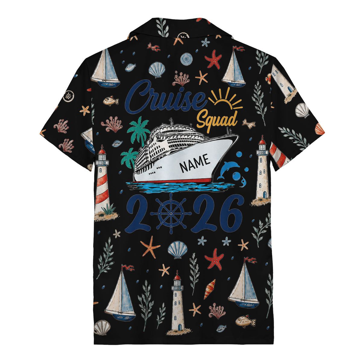 lighthouses sailboats seashells watercolor nautical hawaiian shirt for men