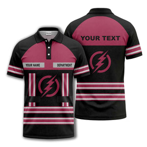 lightning bolt emblem & stripes corporate polo shirt