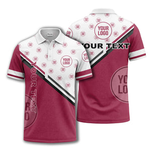 logo repeat diagonal stripe customizable polo shirt for teams