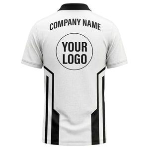 modern black white geometric stripes custom logo polo shirt