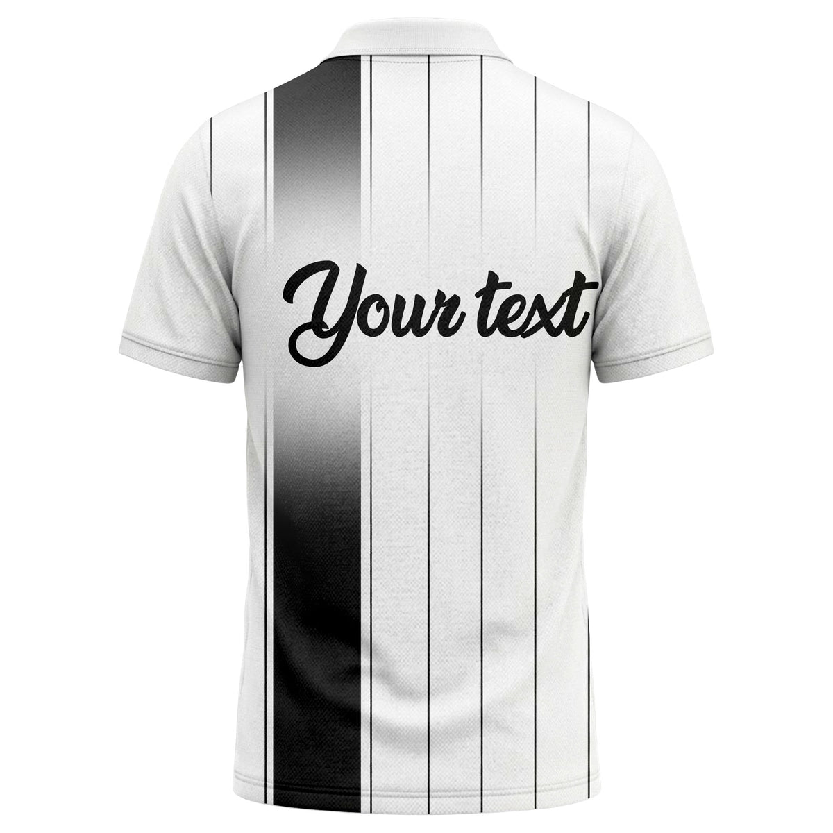 monochrome gradient vertical stripes with custom logo text polo shirt