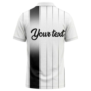 monochrome gradient vertical stripes with custom logo text polo shirt