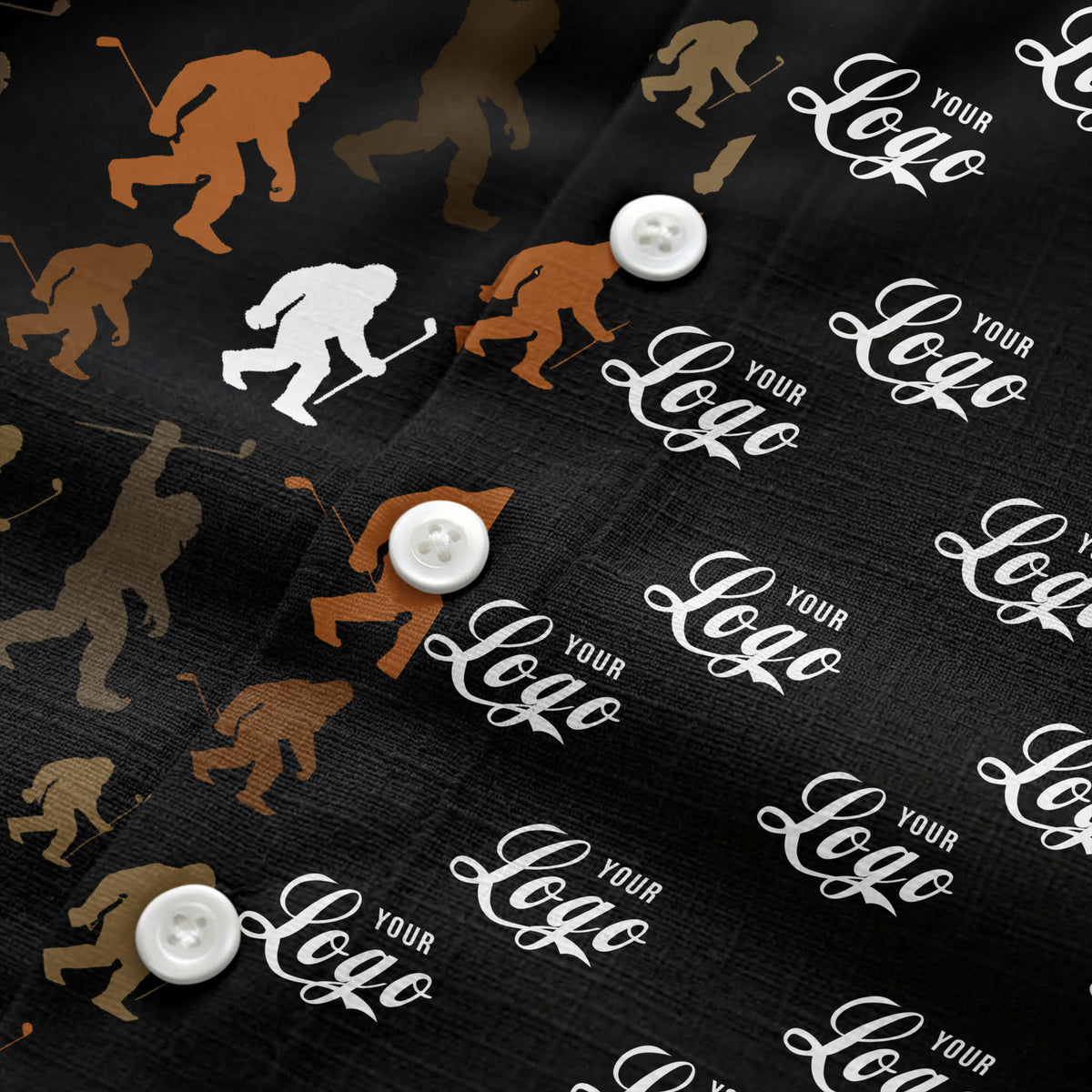 sasquatch golfers swinging clubs cartoon black hawaiian shirt for men